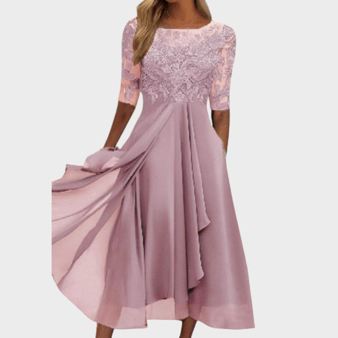 Gabhi | Vestido Midi Con Detalles De Encaje