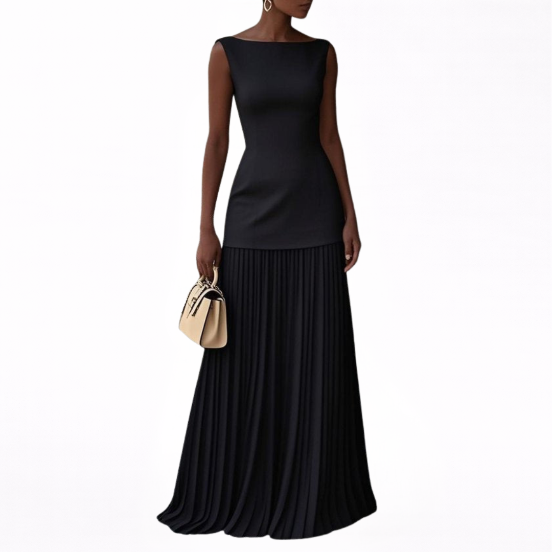 Celeste | Vestido largo plisado