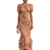Rosario | Vestido Largo de Chiffon con Estampado Floral