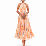 Aurora | Vestido Halter con Estampado de Acuarela
