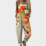 Pantalón cómodo con tirantes y estampado