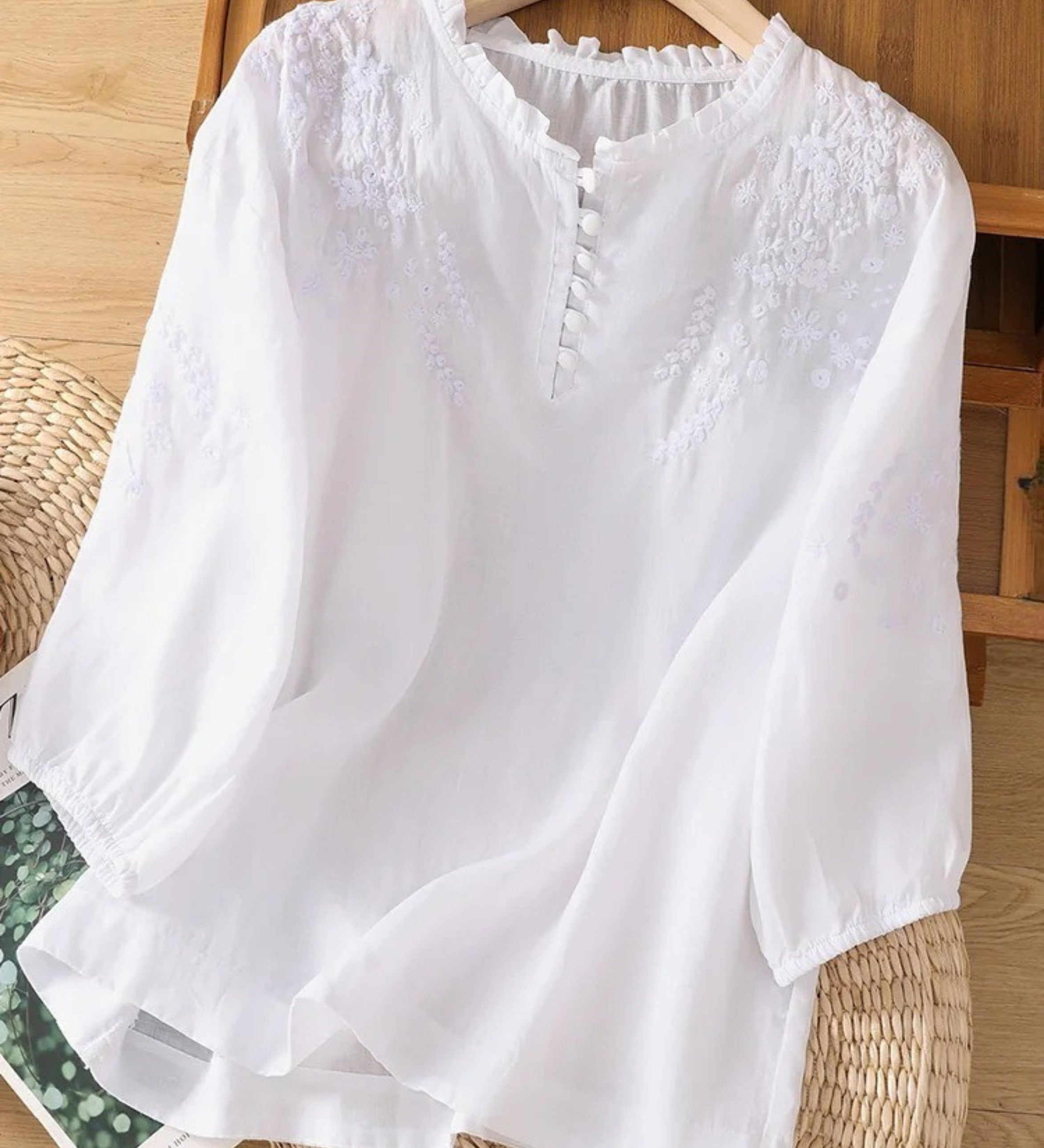 Cassiana - Blusa de Algodón y Lino