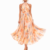 Aurora | Vestido Halter con Estampado de Acuarela