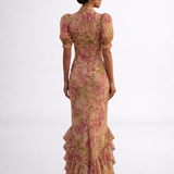 Rosario | Vestido Largo de Chiffon con Estampado Floral