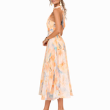 Aurora | Vestido Halter con Estampado de Acuarela