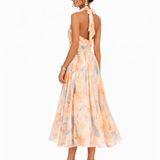 Aurora | Vestido Halter con Estampado de Acuarela