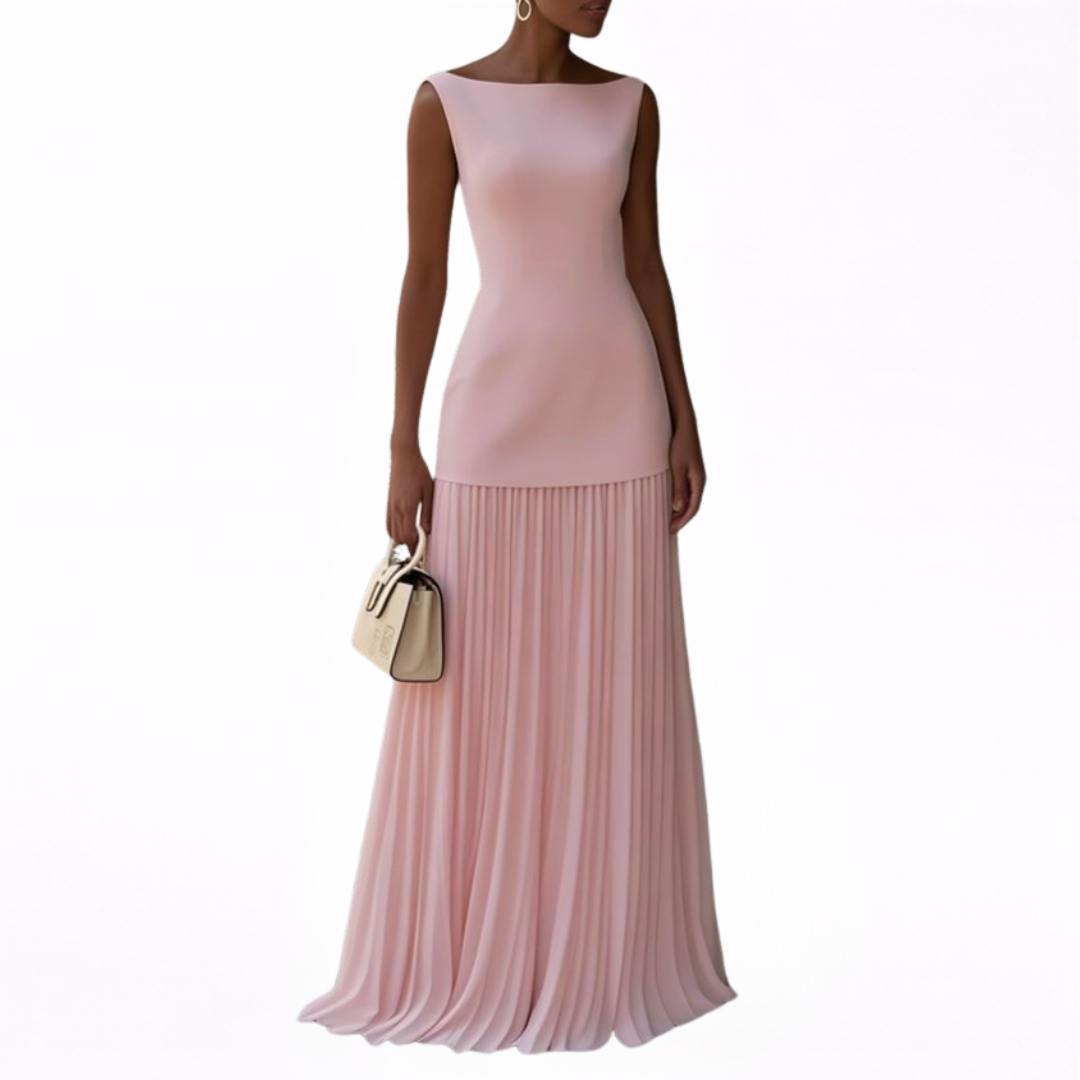 Celeste | Vestido largo plisado