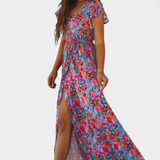 Patricia - Vestido cruzado largo con estampado floral