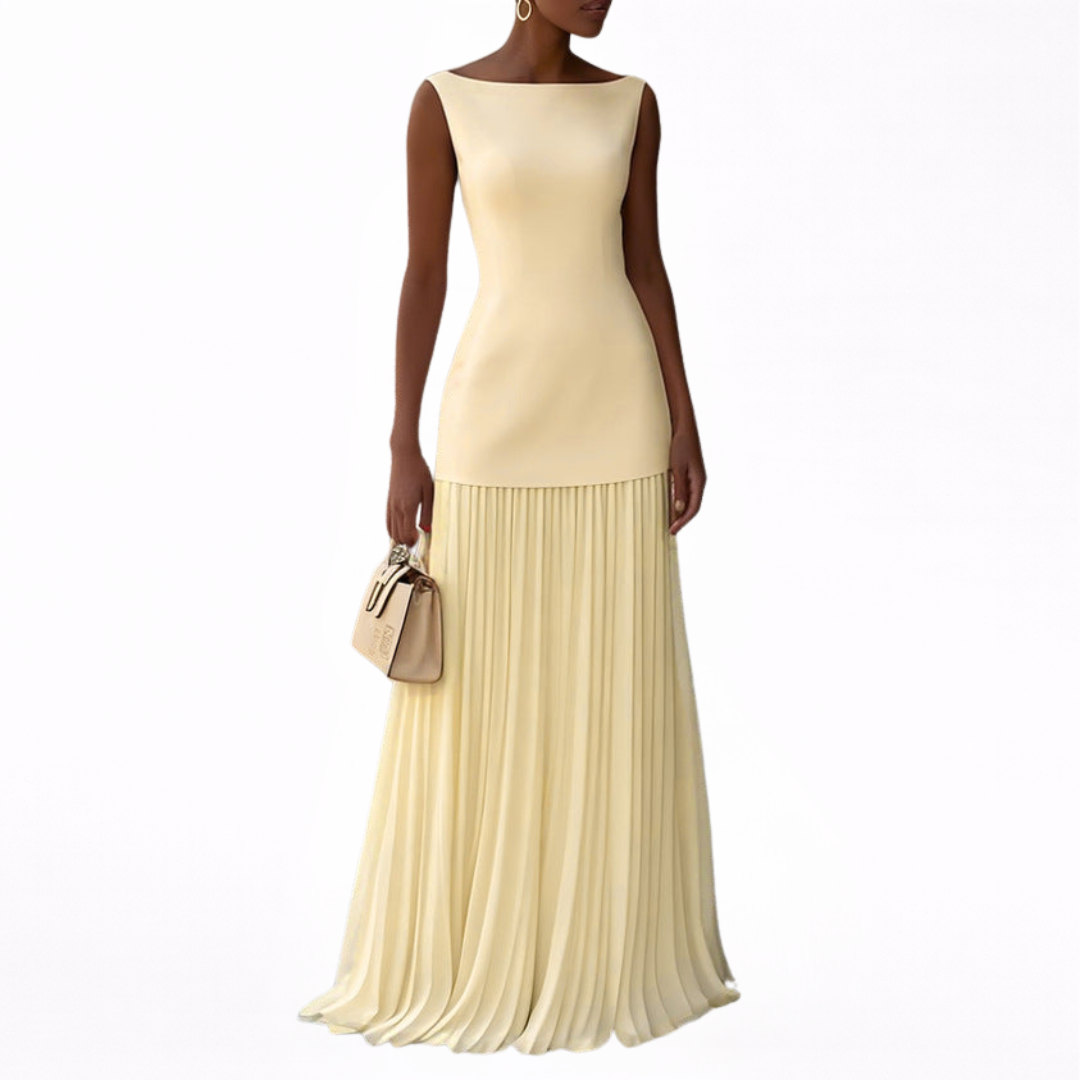 Celeste | Vestido largo plisado