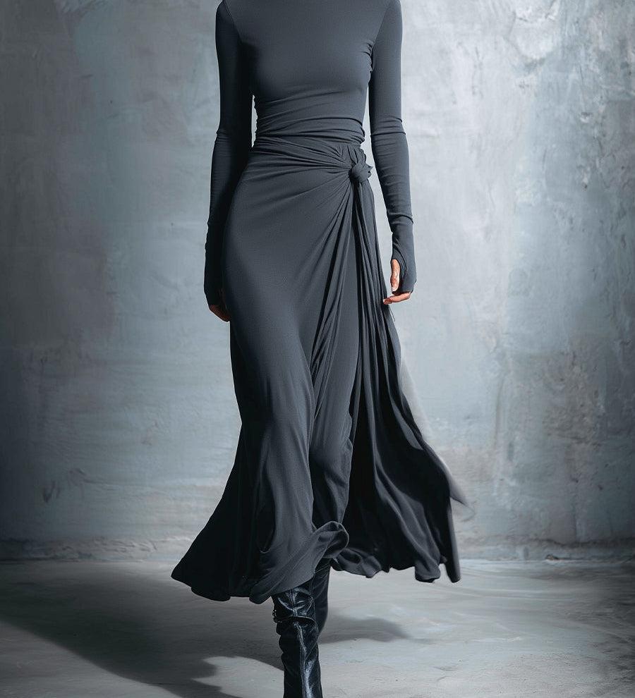 Naiara - Vestido midi con nudo lateral