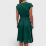 Ana - Vestido corto de manga corta plisado y casual