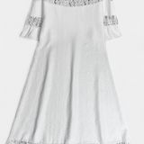 Inés - Vestido casual de lino con encaje y cuello barco
