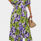 Elena - Vestido largo con estampado floral y escote cruzado