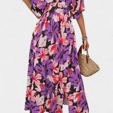 Elena - Vestido largo con estampado floral y escote cruzado