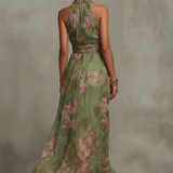 Livia | Vestido largo con cuello halter y estampado floral