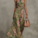 Livia | Vestido largo con cuello halter y estampado floral