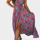 Patricia - Vestido cruzado largo con estampado floral