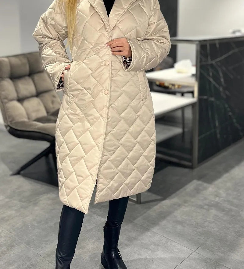 Beata | Abrigo acolchado reversible con forro de leopardo