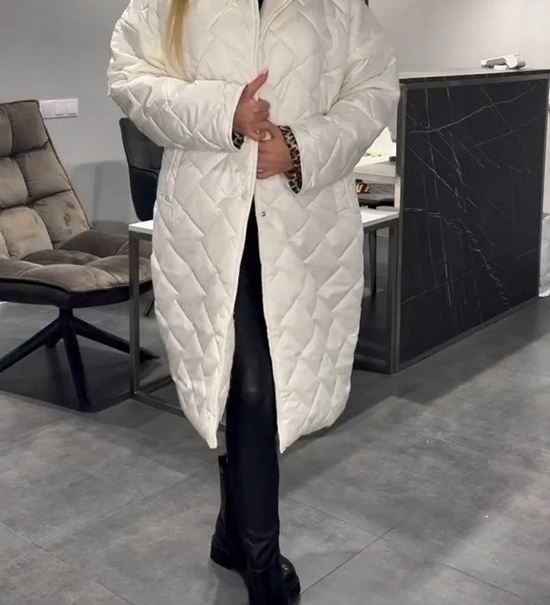 Beata | Abrigo acolchado reversible con forro de leopardo
