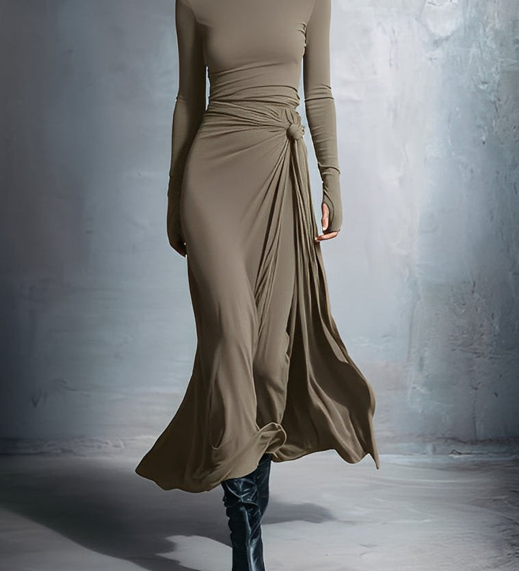Naiara - Vestido midi con nudo lateral