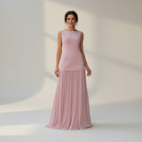 Claudia - Vestido largo sin mangas con pliegues