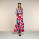 Marina - Vestido largo estampado con cuello en v favorecedor